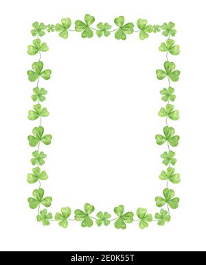 Shamrock vert feuilles naturel cadre décoratif aquarelle illustration, un symbole d'une identité nationale de l'Irlande, vacances de printemps, le jour de la St Patrick, Banque D'Images