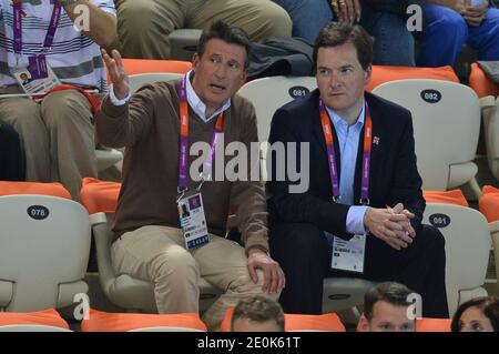 Lord Sebastian COE, président du LOCOG, assiste à la session finale de natation au centre aquatique lors des Jeux Olympiques de Londres en 2012, à Londres, au Royaume-Uni, le 1er août 2012. Photo de Gouhier-Guibbbbaud-JMP/ABACAPRESS.COM Banque D'Images