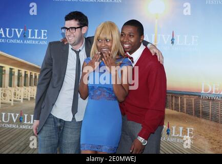 Adam Leon, Tashiana Washington et Ty Hickson assistent à la photo de 'Gimme the Loot' lors du Festival américain du film de Deauville à Deauville, France, le 3 septembre 2012. Photo de Denis Guignebourg/ABACAPRESS.COM Banque D'Images