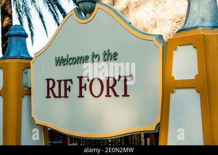 Panneau de fort RIF, Willemstad, Curaçao. Banque D'Images