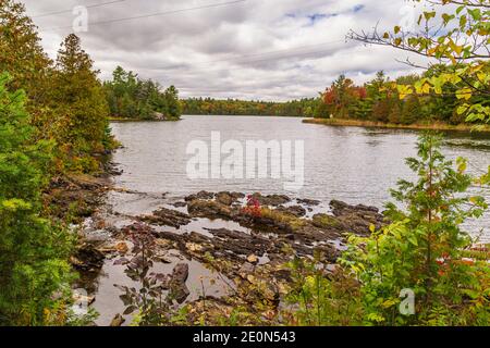 Whitefish Rapids Algonquin Highlands Comté de Haliburton Ontario Canada Banque D'Images