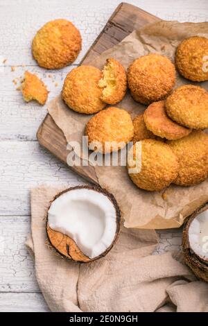 Biscuits de millet sans gluten avec flocons de noix de coco. Biscuits Cocosanki - pologne Banque D'Images