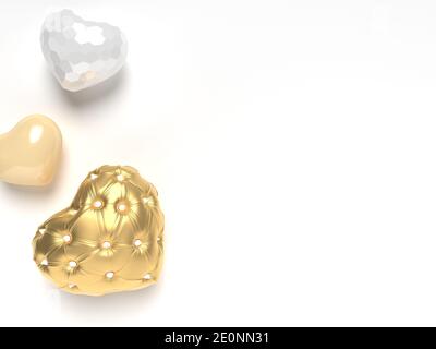 Composition de coeurs brillants et dorés. Banque D'Images