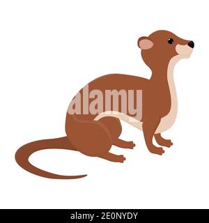 Mignon petit loutre de dessin animé, drôle de prédateur animal mascotte vecteur de caractère Illustration sur un fond blanc Illustration de Vecteur