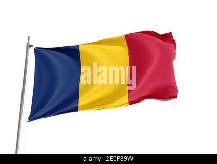 Drapeau national du Tchad sur fond blanc Banque D'Images