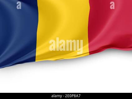 Drapeau national du Tchad sur fond blanc Banque D'Images