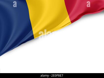 Drapeau national du Tchad sur fond blanc Banque D'Images