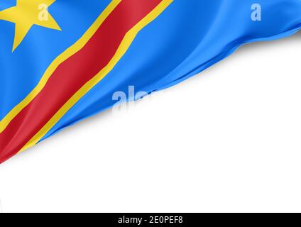 République démocratique du Congo drapeau national sur fond blanc Banque D'Images