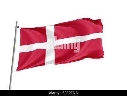 Danemark drapeau national sur fond blanc Banque D'Images