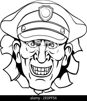 Dire policier Policier Ponting Cartoon Illustration de Vecteur