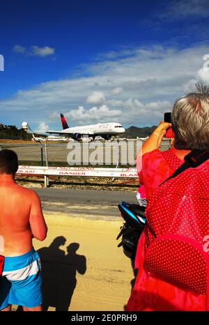 Antilles néerlandaises; Sint Maarten (Saint Martin); Princess Juliana International Airport Banque D'Images