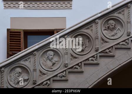 Balustrade décorative dans une résidence privée à Palma, Majorque, les Iles Baléares, Espagne, Europe. Banque D'Images