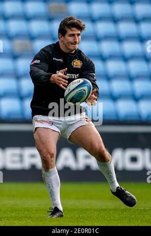 2 janvier 2021 ; Ricoh Arena, Coventry, West Midlands, Angleterre ; Rugby, Wasps contre Exeter Chiefs en Angleterre ; Tom Hendrickson d'Exeter Chiefs se réchauffe avant le match Banque D'Images