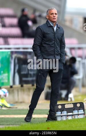 NORTHAMPTON, ANGLETERRE. 2 JANVIER. Keith Curle, directeur de Northampton Town, lors du match de la Sky Bet League One, entre Northampton Town et Sunderland, au PTS Academy Stadium, à Northampton, le samedi 2 janvier 2021. (Credit: John Cripps | MI News) Credit: MI News & Sport /Alay Live News Banque D'Images