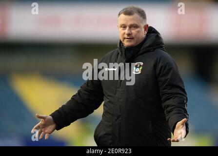 Londres, Royaume-Uni. 02 janvier 2021. Mark Robins Directeur de Coventry City pendant le match du championnat Sky Bet à la Den, Londres photo par Alan Stanford/Focus Images/Sipa USA 02/01/2021 crédit: SIPA USA/Alay Live News Banque D'Images