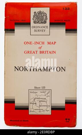 Page couverture Old Ordnance carte de Northampton, Angleterre. Septième série. 1960. Banque D'Images