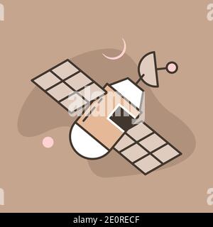 Icône satellite. Technologie de communication et concept de réseau. Illustration de Vecteur