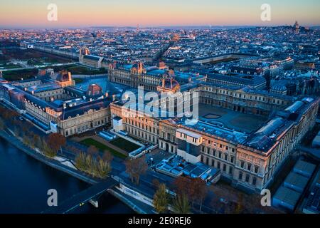 France, Paris (75), classé au patrimoine mondial de l'UNESCO, du Louvre et de la Seine Banque D'Images