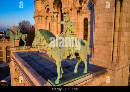 France, Paris (75), la basilique du Sacré coeur sur la colline de Montmartre Banque D'Images