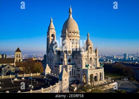 France, Paris (75), la basilique du Sacré coeur sur la colline de Montmartre Banque D'Images