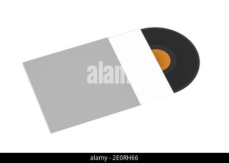 Maquette d'enregistrement vinyle isolée sur fond blanc - rendu 3d Banque D'Images