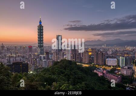 Gratte-ciel Taipei 101 de Elephant Hill, Taipei, Taïwan Banque D'Images