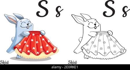 Jupe. Lettre S de l'alphabet vectoriel, page de coloriage Illustration de Vecteur