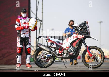 #27 Rodrigues Joaquim (prt), Hero, Hero Motorsports Team Rally, Motul, moto, Vélo, action pendant la Dakar 2021as Prologue et de commencer la cérémonie de podium à Jeddah, Arabie Saoudite le 2 janvier 2021 - photo Julien Delfosse / DPPI / LM Banque D'Images