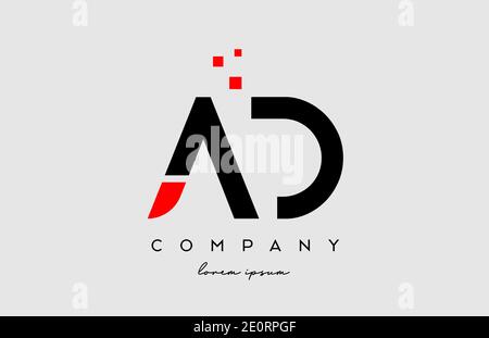 Noir rouge AD A D lettre lettre logo combinaison d'icône. Conception pour l'entreprise et les entreprises Illustration de Vecteur
