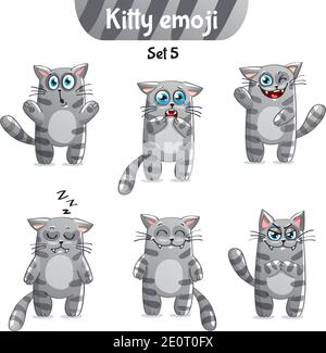 Ensemble vectoriel de caractères tabby Cat. Ensemble 5 Illustration de Vecteur