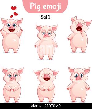 Ensemble vectoriel de personnages de cochon mignons. Ensemble 1 Illustration de Vecteur