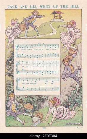 Vintage nursery rhyme - Jack et Jill monta la colline. Banque D'Images