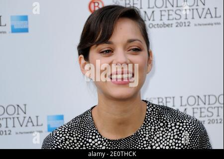 Marion Cotillard assiste à son entretien à l'écran dans le cadre du 56e BFI London film Festival à BFI Southbank à Londres, Royaume-Uni, le 14 octobre 2012. Photo d'AURORE MARECHAL/ABACAPRESS.COM Banque D'Images