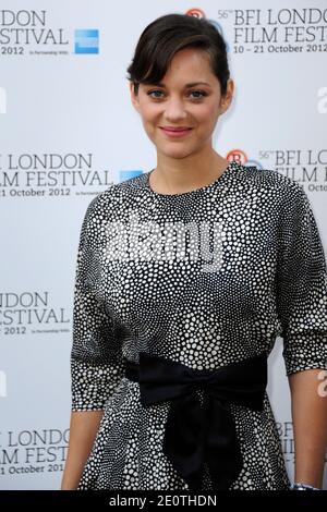 Marion Cotillard assiste à son entretien à l'écran dans le cadre du 56e BFI London film Festival à BFI Southbank à Londres, Royaume-Uni, le 14 octobre 2012. Photo d'AURORE MARECHAL/ABACAPRESS.COM Banque D'Images