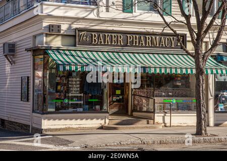 La Baker Pharmacy à Shelburne Falls, Massachusetts Banque D'Images