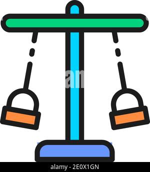 Ensemble de balançoire double, carrousel à corde pour icône de ligne de couleur plate de terrain de jeu. Illustration de Vecteur