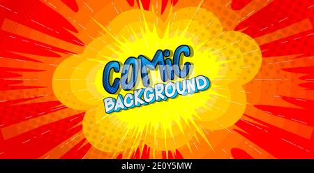 Modèle d'arrière-plan de la bande dessinée d'art pop rétro. Illustration vectorielle jaune et orange. Illustration de Vecteur