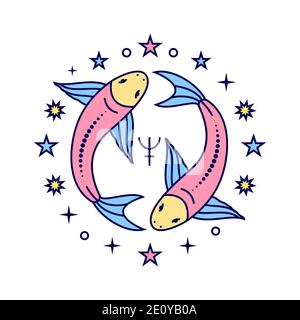 Poissons signe de zodiaque Illustration de Vecteur