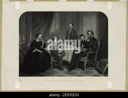 Famille Lincoln en 1861 - peint par F.B. Carpenter ; gravé par J.C. Bout. Banque D'Images