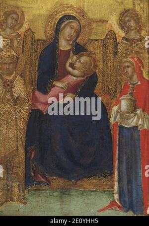 Lippo Vanni - la Virgen y el Niño en el trono con los santos Nicolás y María Magdalena, c. 1370. Banque D'Images