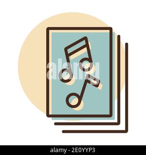Livre de musique avec icône de vecteur de notes musicales. Symbole graphique pour la conception, le logo, l'application, l'interface utilisateur du site Web et des applications audio et musicales Illustration de Vecteur