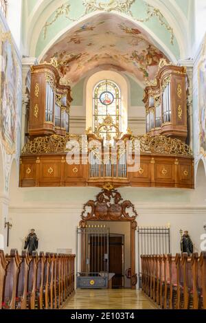 Vue sur l'orgue, Basilique Mariazell dans les Bois de Vienne, Basse-Autriche, Autriche, Europe Banque D'Images