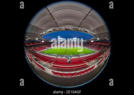 VfB Stuttgart contre le FC Bayern Munich, jeu fantôme, présentation du stade à l'heure bleue, Mercedes-Benz Arena, Stuttgart, Bade-Wurtemberg, Allemagne, EUR Banque D'Images