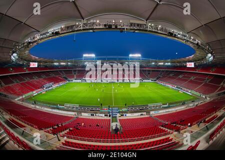 VfB Stuttgart contre le FC Bayern Munich, jeu fantôme, présentation du stade à l'heure bleue, Mercedes-Benz Arena, Stuttgart, Bade-Wurtemberg, Allemagne, EUR Banque D'Images