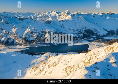 Voir Piz Corvatsch, 3451m, Grisons, Suisse, Europe Banque D'Images