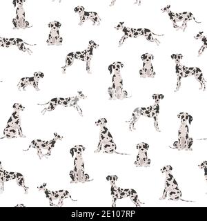 Excellent motif sans coutures. Différentes variétés de jeu de chiens de couleur de pelage. Illustration vectorielle Illustration de Vecteur
