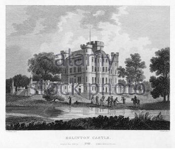 Château d'Eglinton, Écosse, gravure ancienne de 1804 Banque D'Images