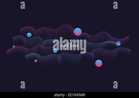 Modèle de couverture décoratif à motif à pois dégradés colorés abstraits. Mouvement dans une vague musicale de points style arrière-plan. Illustration vecteur Illustration de Vecteur