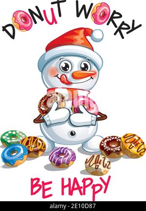 Illustration vectorielle d'un bonhomme de neige avec beignes Illustration de Vecteur