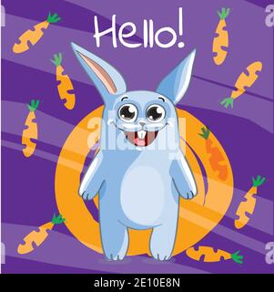 Illustration vectorielle d'un lapin de dessin animé. Bonjour. Illustration de Vecteur